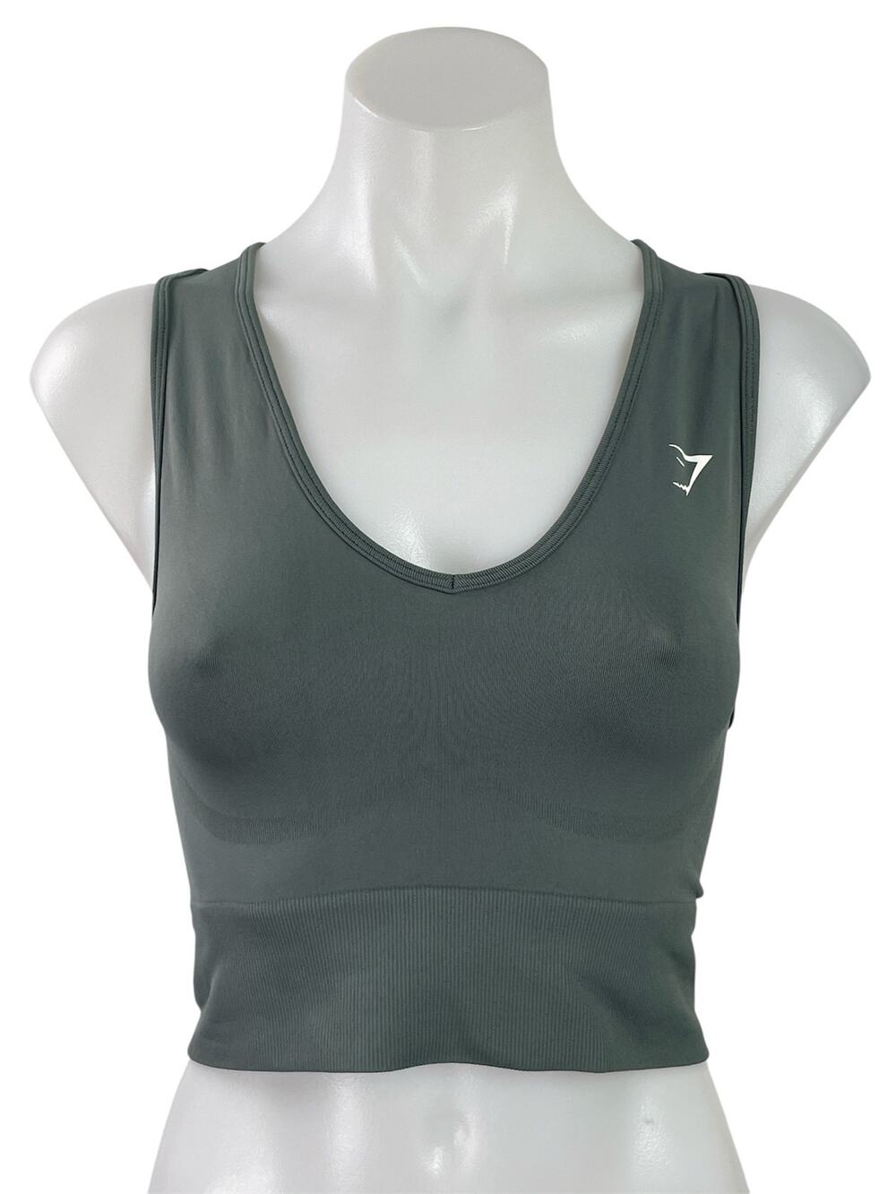 Gymshark Everyday Green Seamless Sleeveless Active Sports Bra Crop Tank Top Sz S